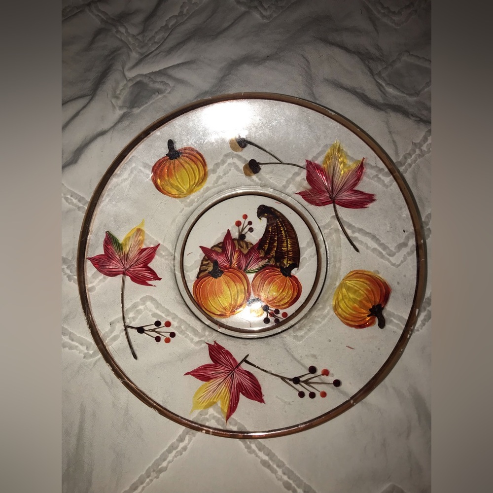 Fall Glass Candle Plate